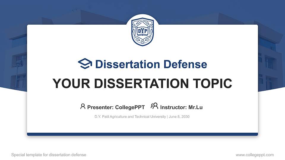 D.Y. Patil Agriculture and Technical University Graduation Thesis Defense PPT Template16:9 ratio PPT effect preview image
