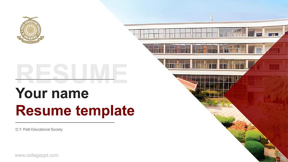 D.Y. Patil Educational Society Resume PPT Template16:9 ratio PPT effect preview image
