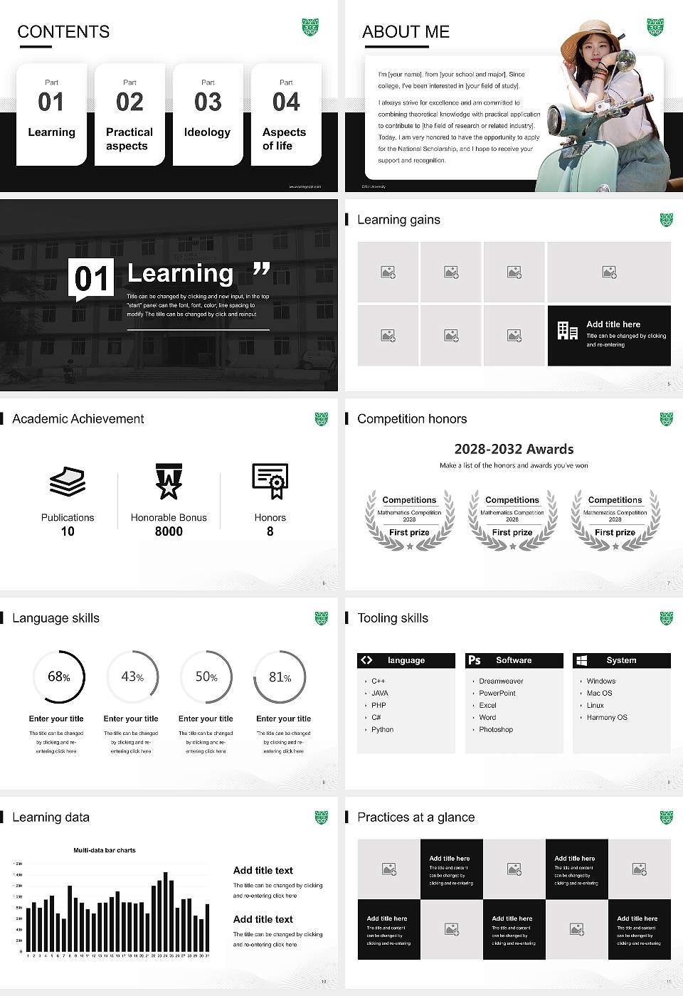 CMJ University National Scholarship Defense PPT Template16:9 ratio PPT effect preview image2