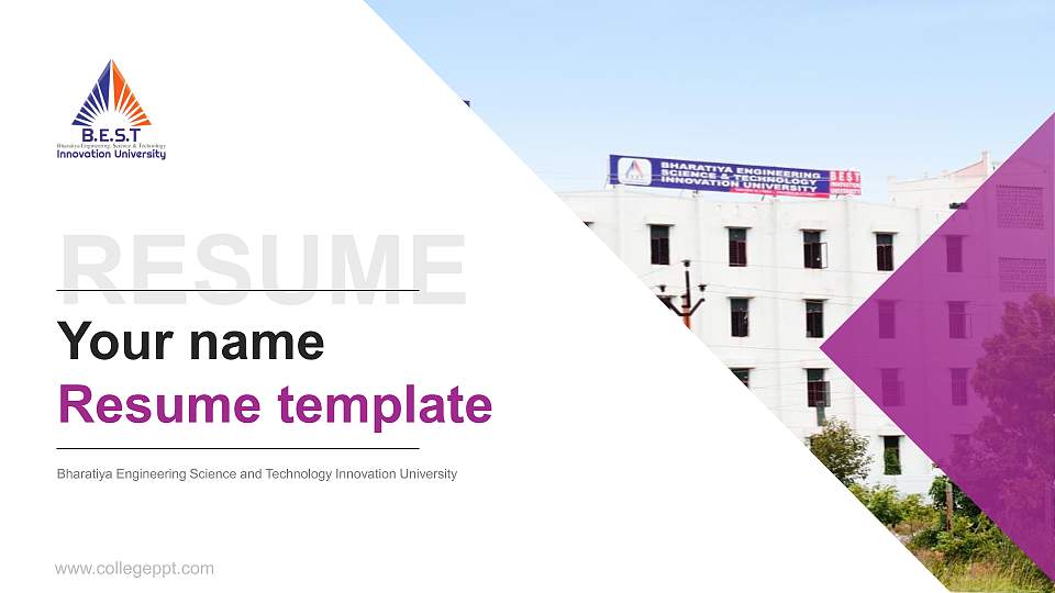 Bharatiya Engineering Science and Technology Innovation University Resume PPT Template16:9 ratio PPT effect preview image