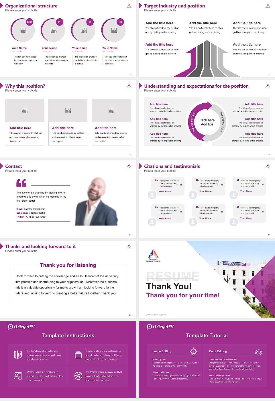 Bharatiya Engineering Science and Technology Innovation University Resume PPT Template16:9 ratio PPT effect preview image4