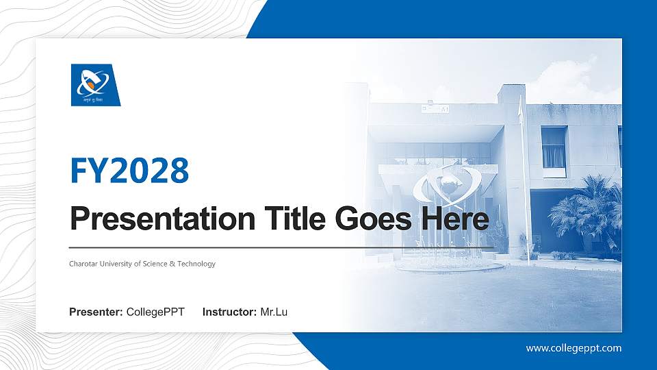 Charotar University of Science & Technology Academic Presentation/Research Findings Report PPT Template16:9 ratio PPT effect preview image