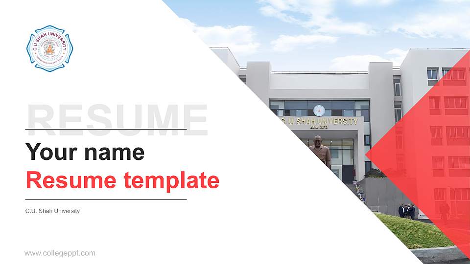 C.U. Shah University Resume PPT Template16:9 ratio PPT effect preview image