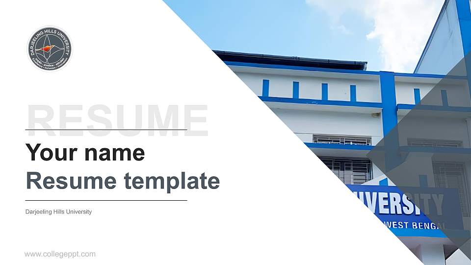 Darjeeling Hills University Resume PPT Template16:9 ratio PPT effect preview image