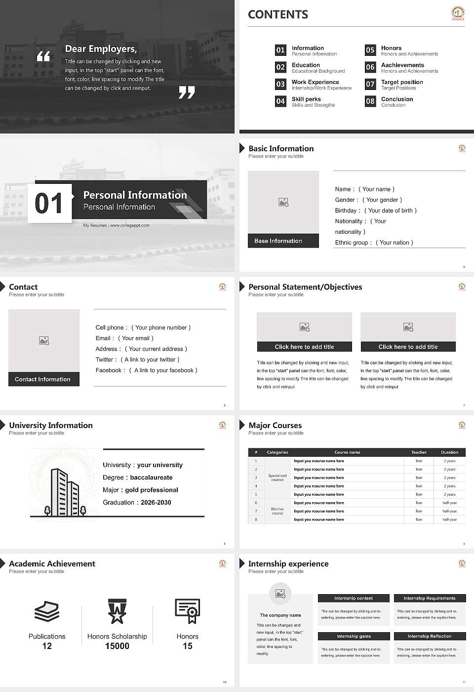 Bhagwant University Resume PPT Template16:9 ratio PPT effect preview image2