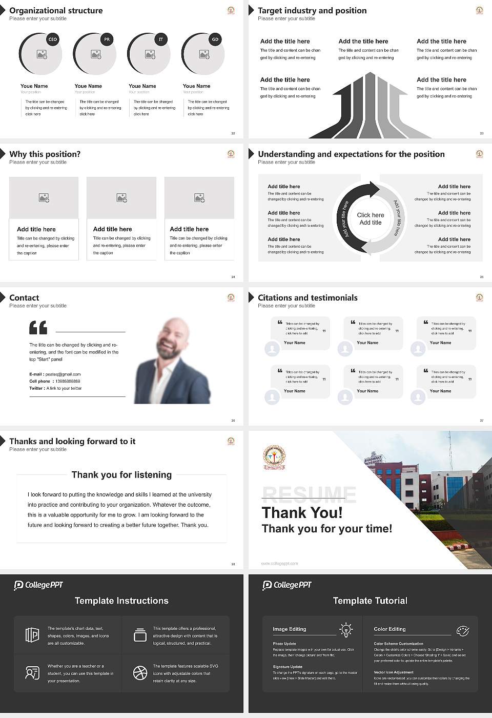 Bhagwant University Resume PPT Template16:9 ratio PPT effect preview image4