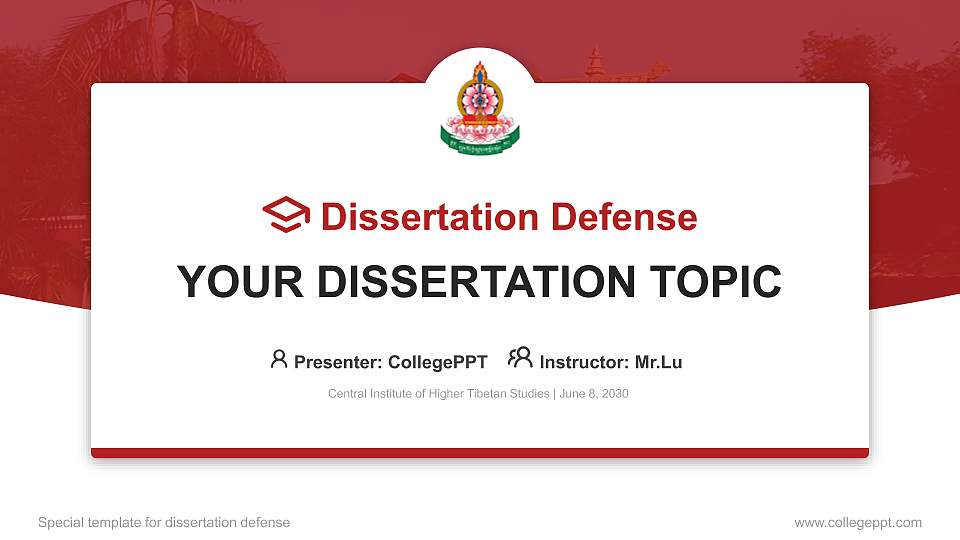 Central Institute of Higher Tibetan Studies Graduation Thesis Defense PPT Template16:9 ratio PPT effect preview image