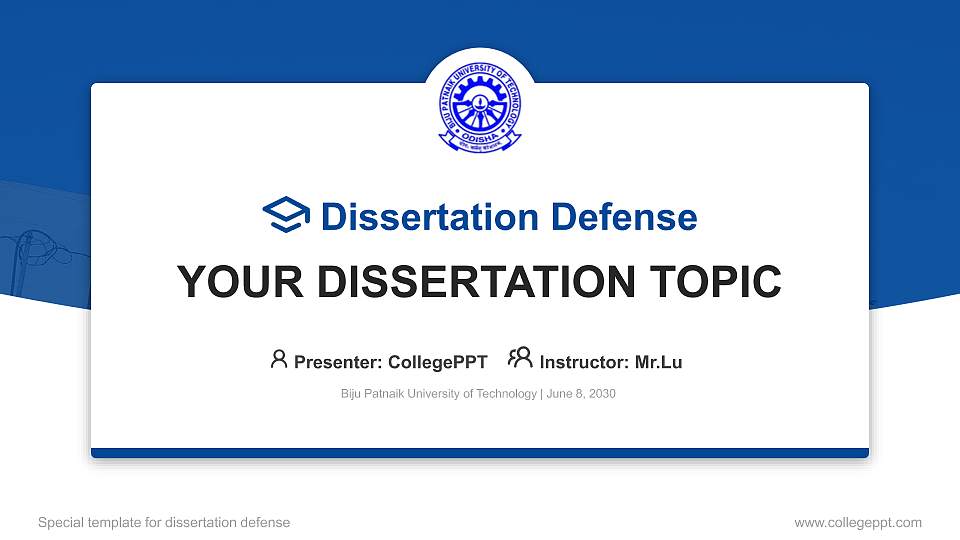 Biju Patnaik University of Technology Graduation Thesis Defense PPT Template16:9 ratio PPT effect preview image