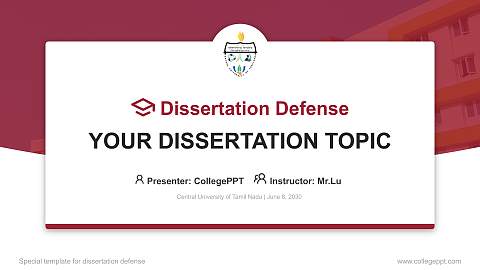 Central University of Tamil Nadu Graduation Thesis Defense PPT Template