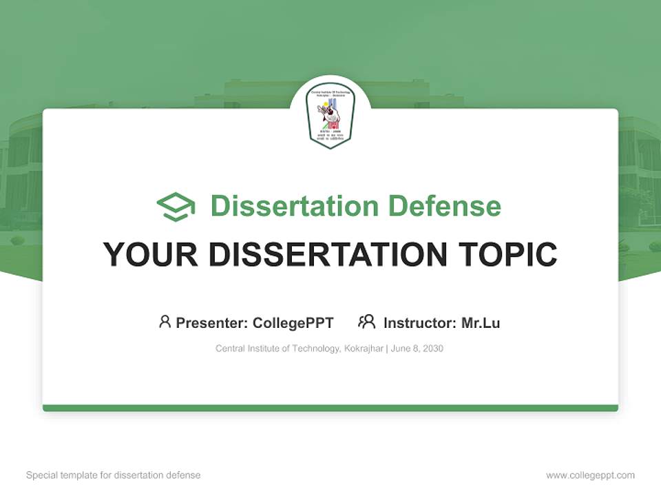 Central Institute of Technology, Kokrajhar Graduation Thesis Defense PPT Template4:3 ratio PPT effect preview image7
