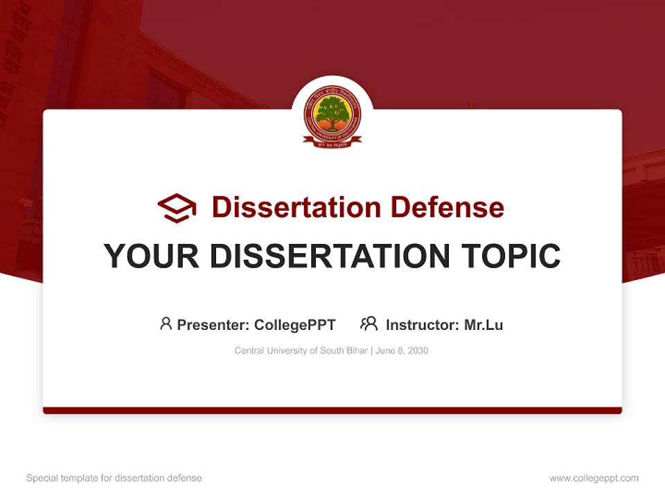 Central University of South Bihar Graduation Thesis Defense PPT Template4:3 ratio PPT effect preview image7