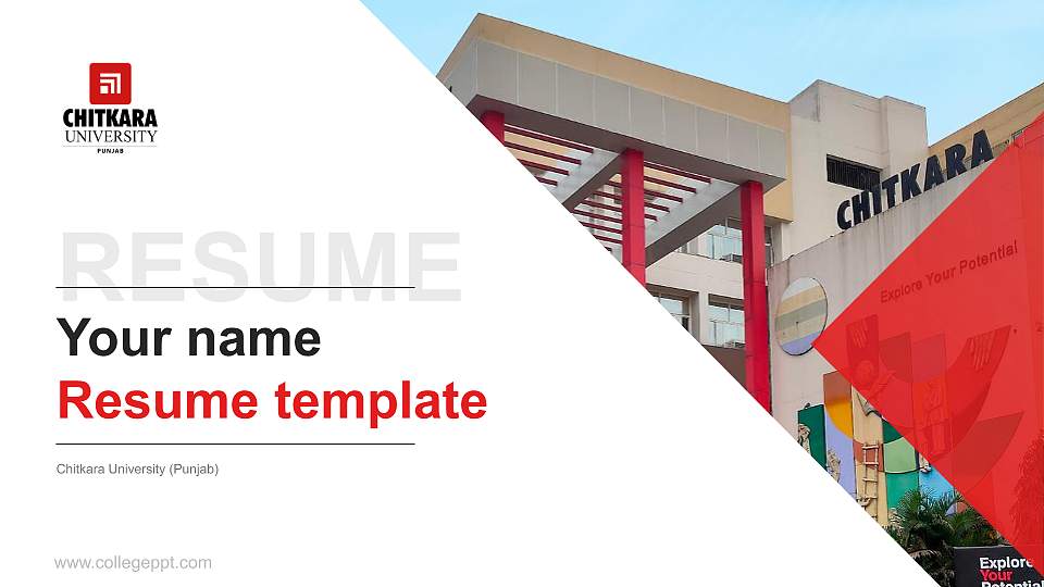 Chitkara University (Punjab) Resume PPT Template16:9 ratio PPT effect preview image