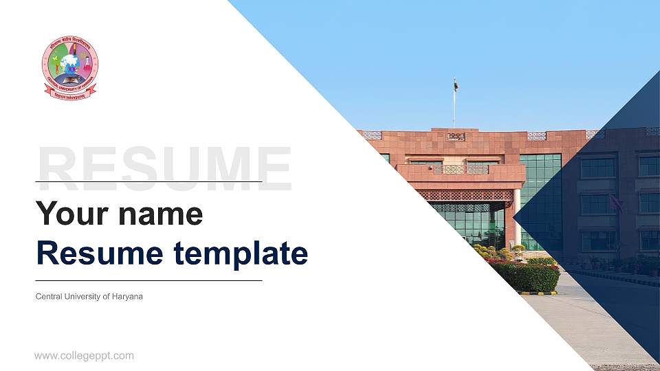 Central University of Haryana Resume PPT Template16:9 ratio PPT effect preview image