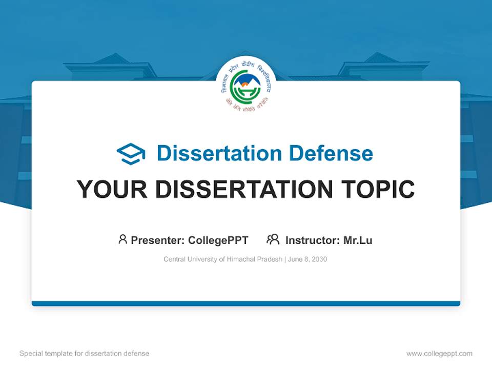 Central University of Himachal Pradesh Graduation Thesis Defense PPT Template4:3 ratio PPT effect preview image7