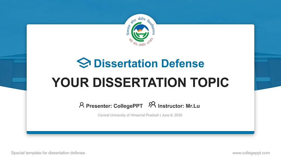 Central University of Himachal Pradesh Graduation Thesis Defense PPT Template16:9 ratio PPT effect preview image