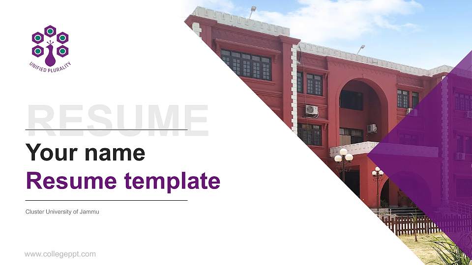 Cluster University of Jammu Resume PPT Template16:9 ratio PPT effect preview image