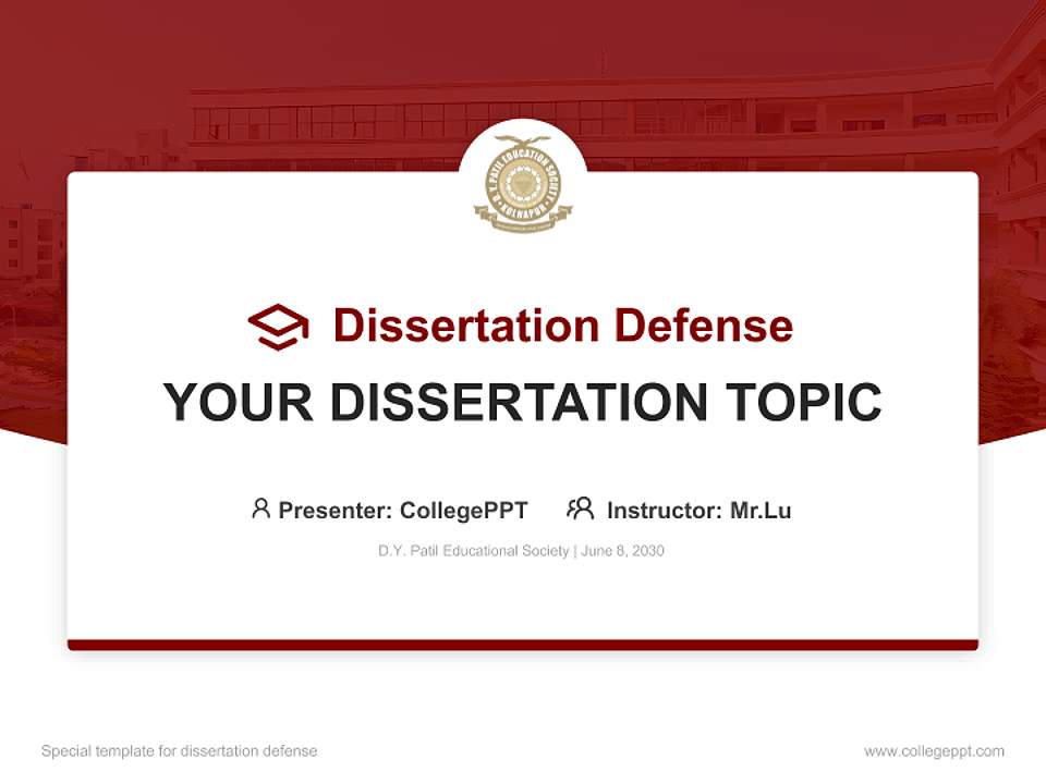 D.Y. Patil Educational Society Graduation Thesis Defense PPT Template4:3 ratio PPT effect preview image7
