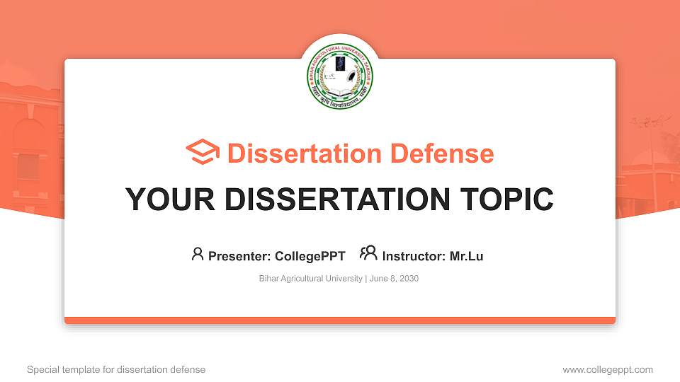 Bihar Agricultural University Graduation Thesis Defense PPT Template16:9 ratio PPT effect preview image
