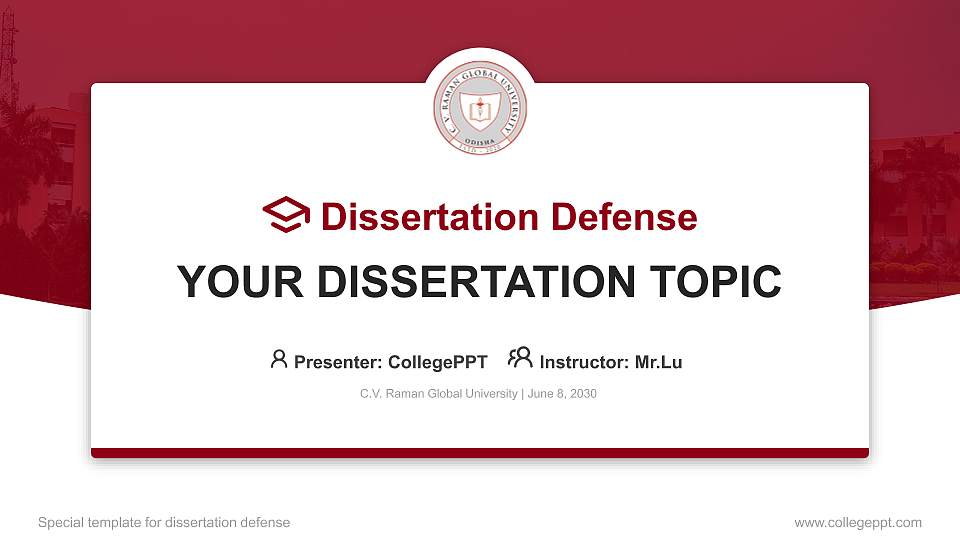 C.V. Raman Global University Graduation Thesis Defense PPT Template16:9 ratio PPT effect preview image