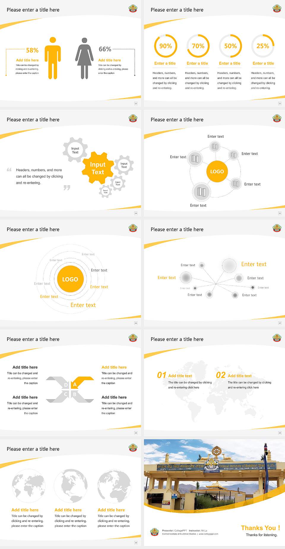 Central Institute of Buddhist Studies Course/Courseware Creation PPT Template4:3 ratio PPT effect preview image4