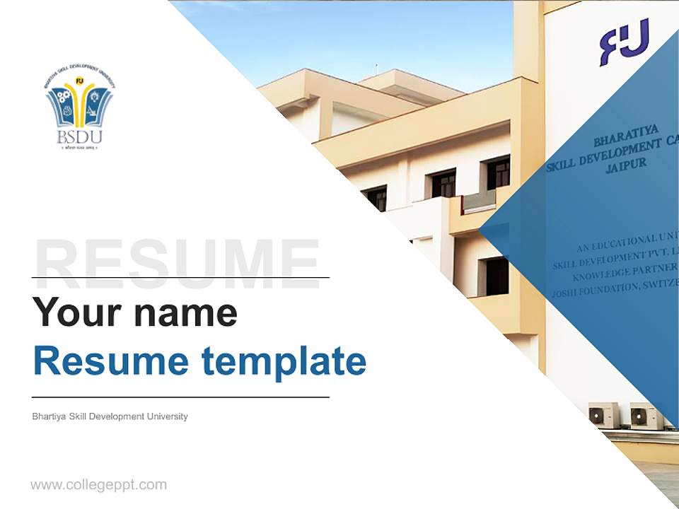 Bhartiya Skill Development University Resume PPT Template4:3 ratio PPT effect preview image5
