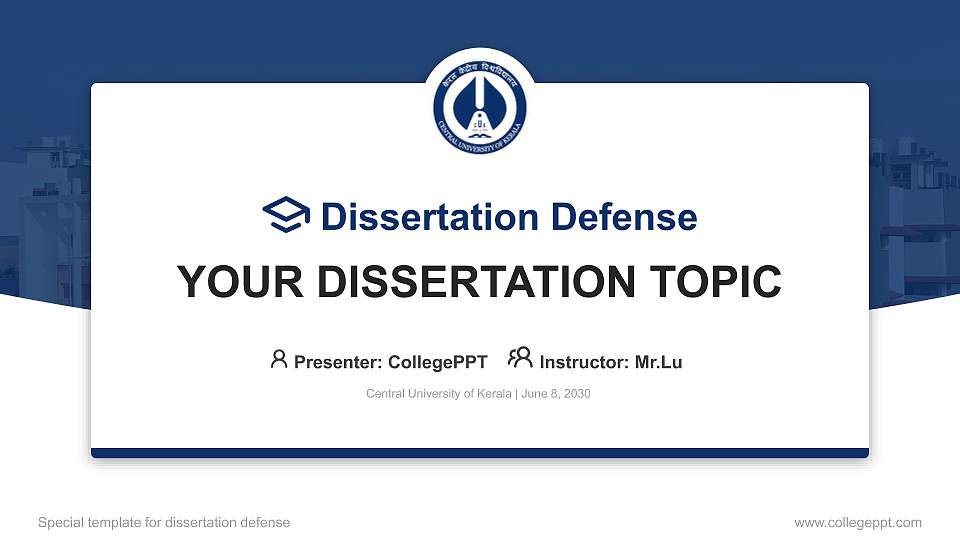 Central University of Kerala Graduation Thesis Defense PPT Template16:9 ratio PPT effect preview image