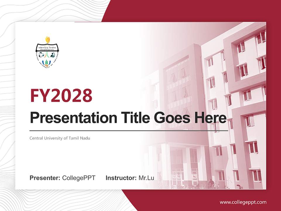 Central University of Tamil Nadu Academic Presentation/Research Findings Report PPT Template4:3 ratio PPT effect preview image5
