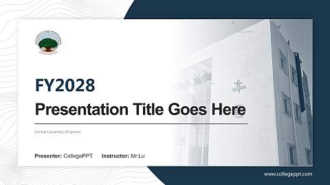 Central University of Jammu Academic Presentation/Research Findings Report PPT Template