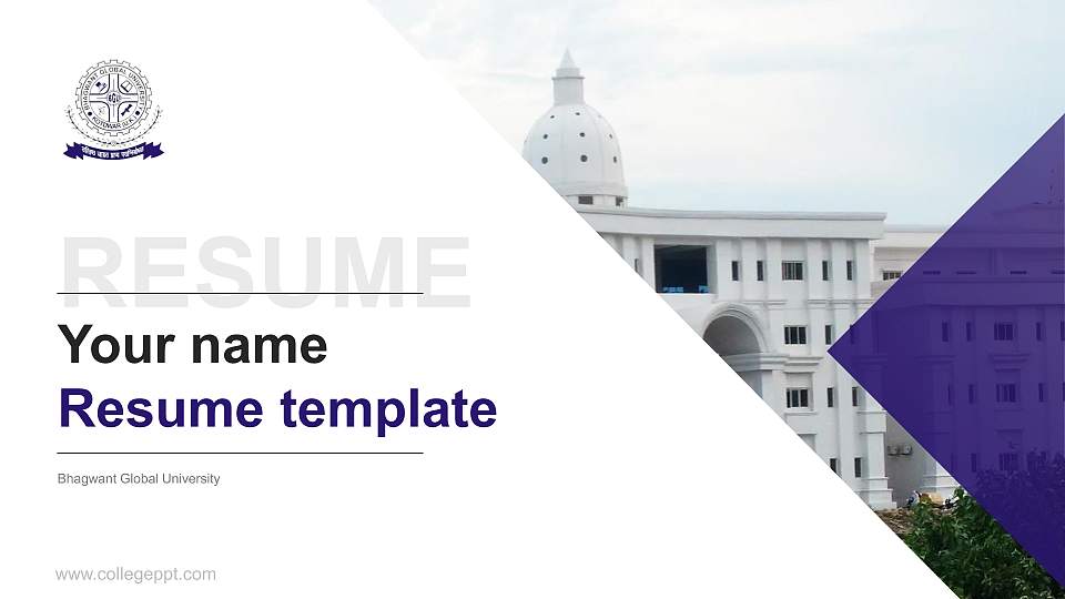 Bhagwant Global University Resume PPT Template16:9 ratio PPT effect preview image
