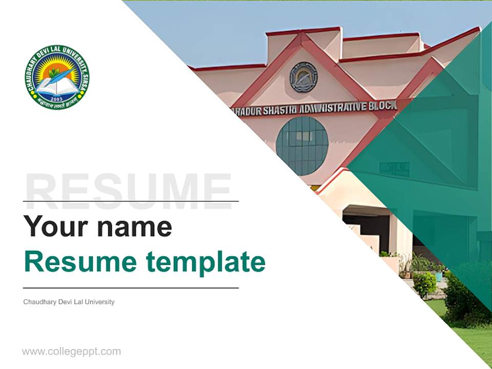 Chaudhary Devi Lal University Resume PPT Template4:3 ratio PPT effect preview image5