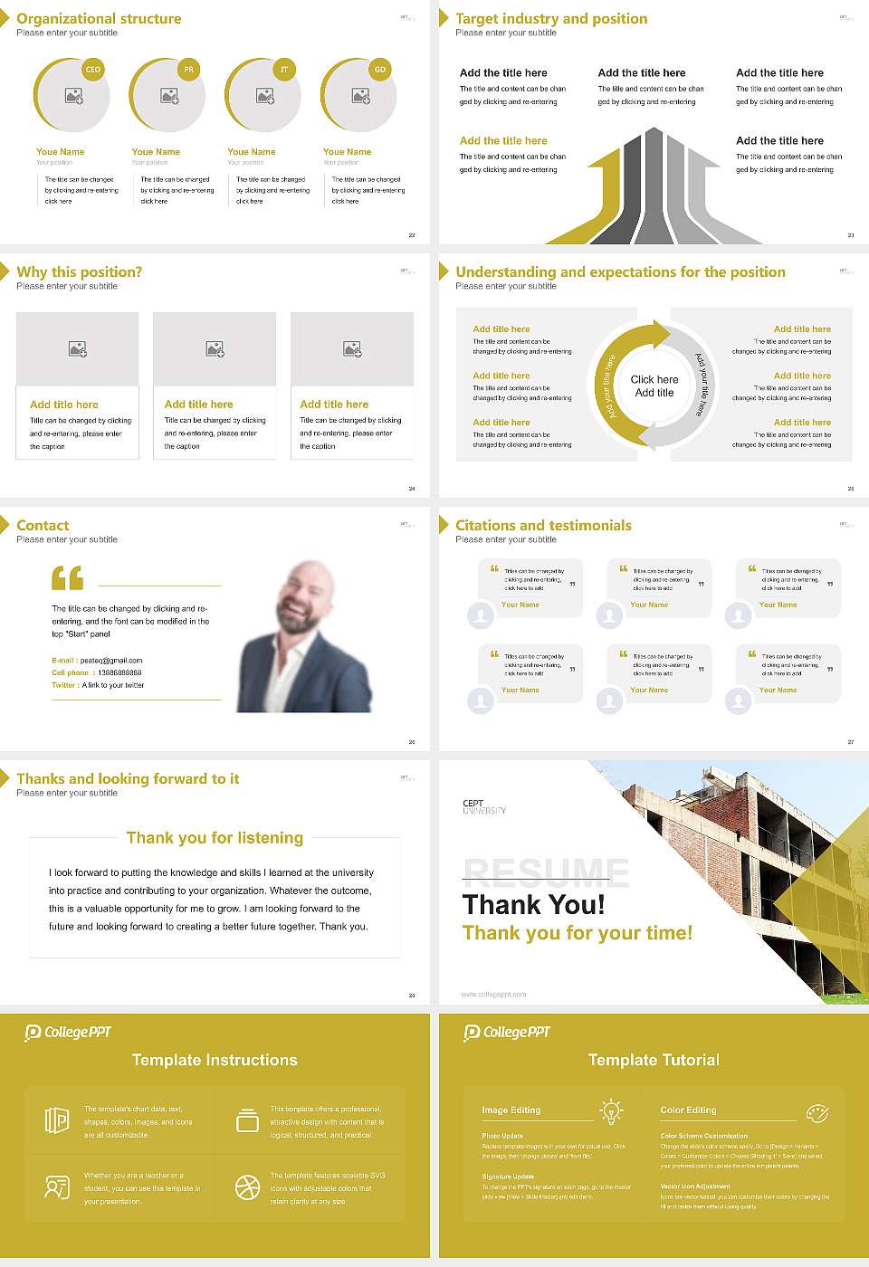 Centre for Environmental Planning and Technology University Resume PPT Template16:9 ratio PPT effect preview image4
