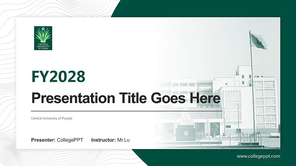 Central University of Punjab Academic Presentation/Research Findings Report PPT Template16:9 ratio PPT effect preview image