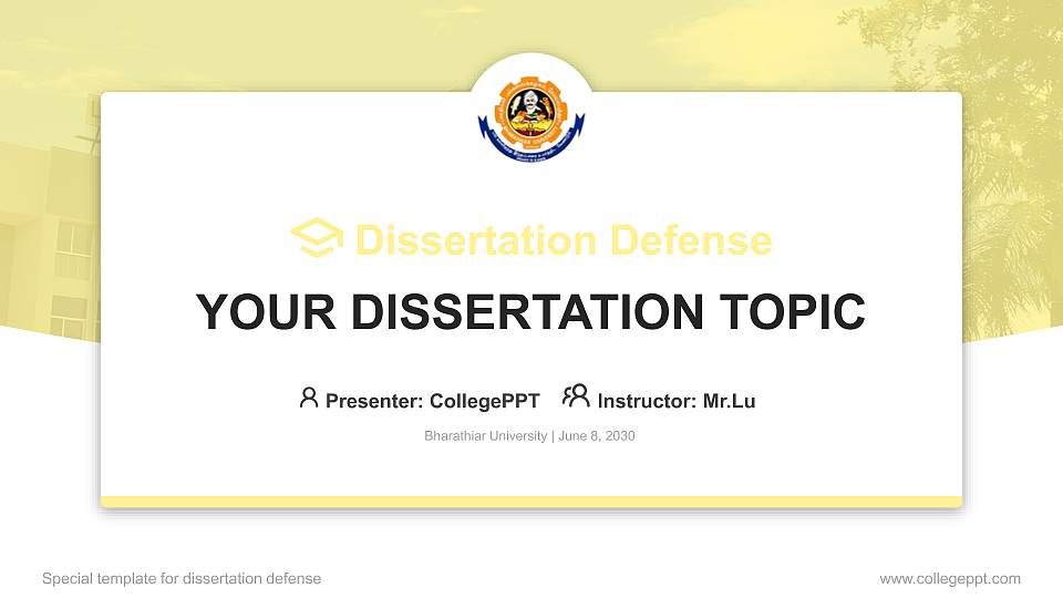 Bharathiar University Graduation Thesis Defense PPT Template16:9 ratio PPT effect preview image