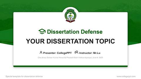 Chaudhary Sarwan Kumar Himachal Pradesh Krishi Vishvavidyalaya Graduation Thesis Defense PPT Template