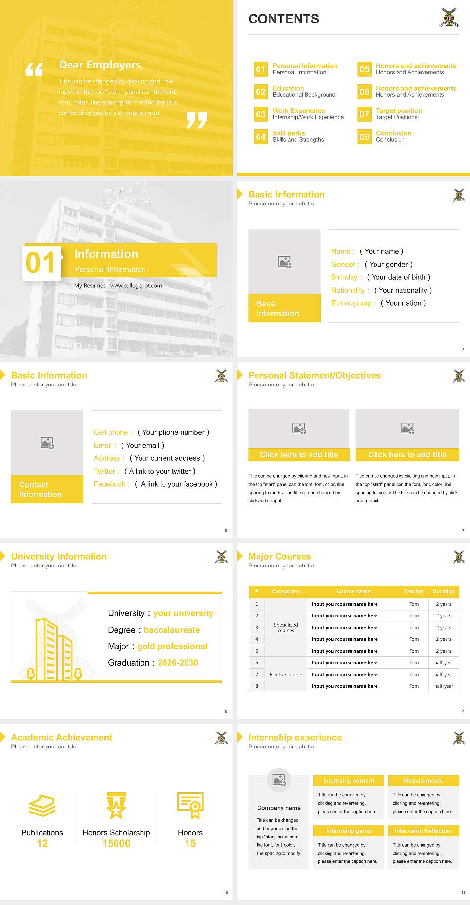 Bharati Vidyapeeth Resume PPT Template4:3 ratio PPT effect preview image2