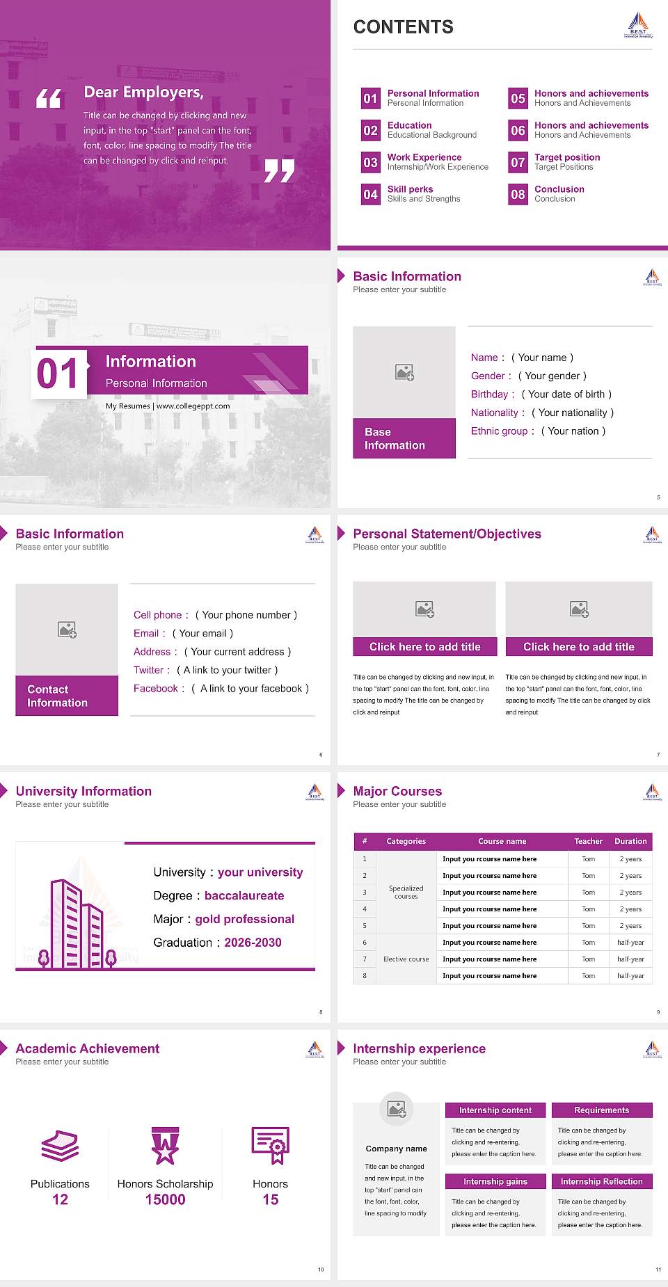 Bharatiya Engineering Science and Technology Innovation University Resume PPT Template4:3 ratio PPT effect preview image2
