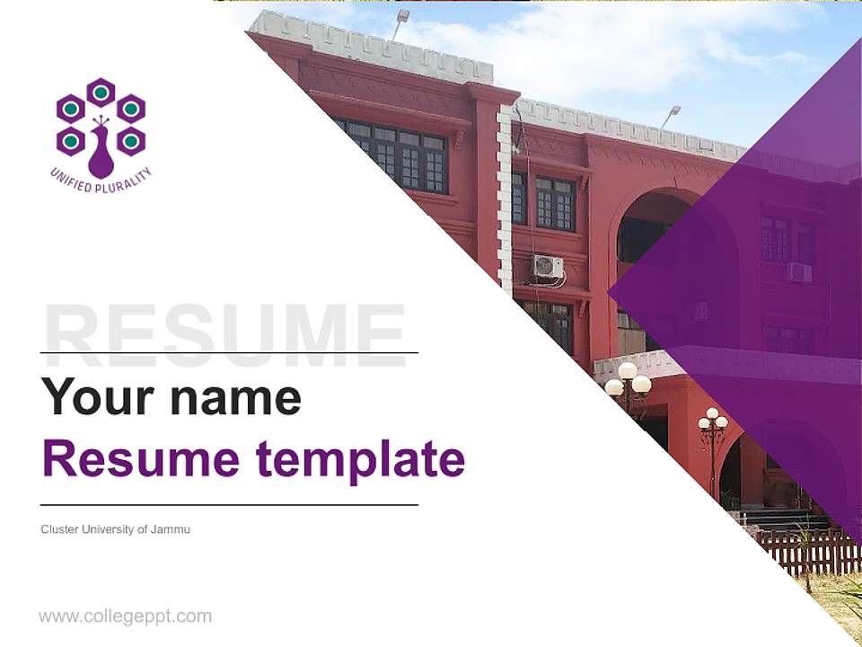 Cluster University of Jammu Resume PPT Template4:3 ratio PPT effect preview image5
