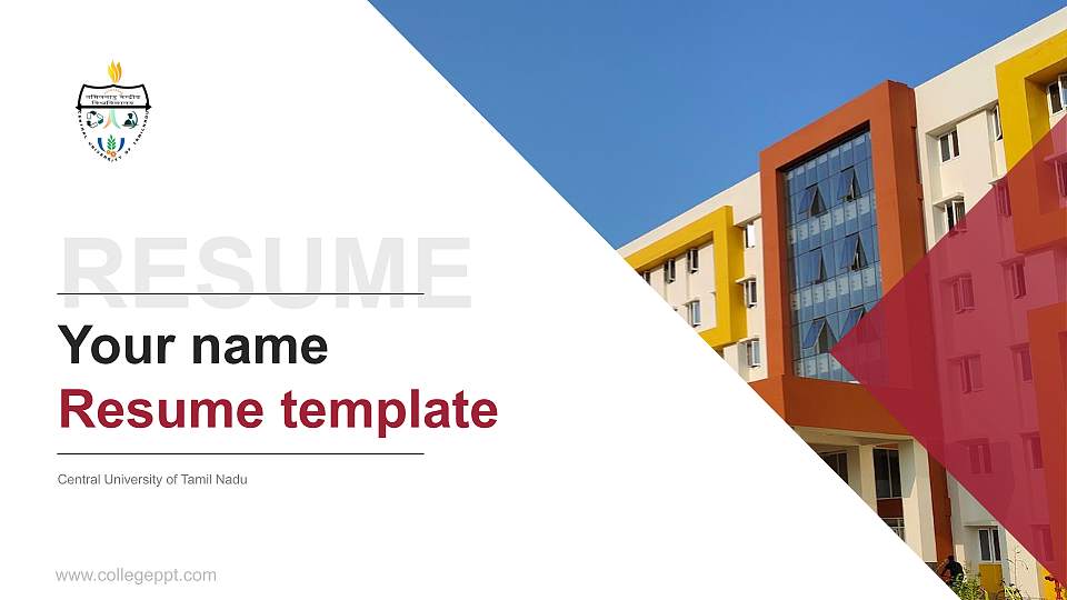 Central University of Tamil Nadu Resume PPT Template16:9 ratio PPT effect preview image