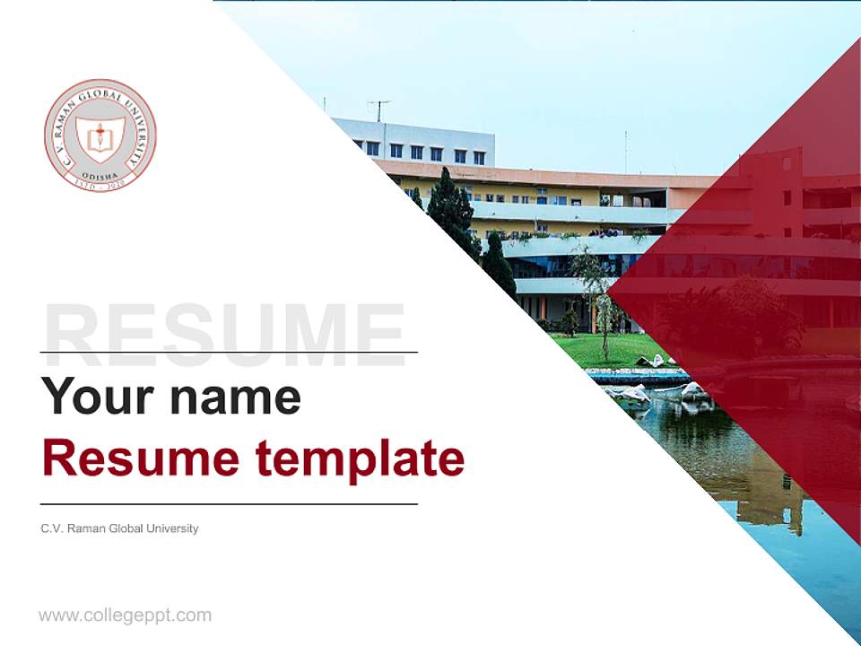 C.V. Raman Global University Resume PPT Template4:3 ratio PPT effect preview image5