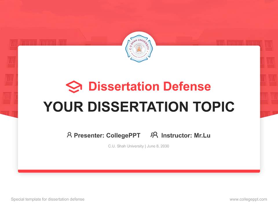 C.U. Shah University Graduation Thesis Defense PPT Template4:3 ratio PPT effect preview image7