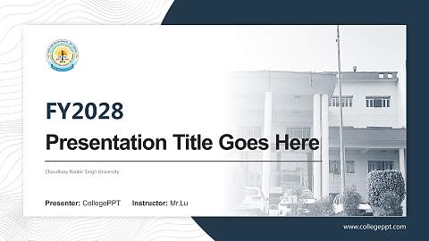 Chaudhary Ranbir Singh University Academic Presentation/Research Findings Report PPT Template