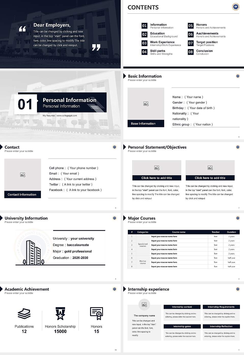Career Point University, Kota Resume PPT Template16:9 ratio PPT effect preview image2