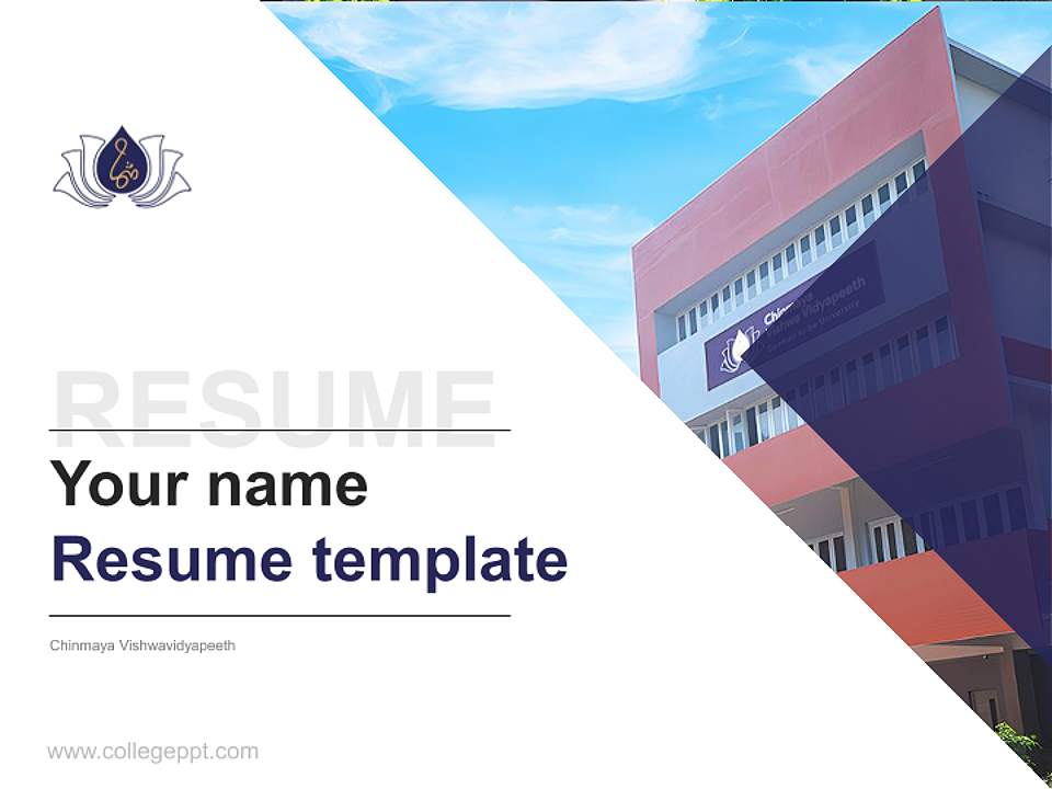 Chinmaya Vishwavidyapeeth Resume PPT Template4:3 ratio PPT effect preview image5