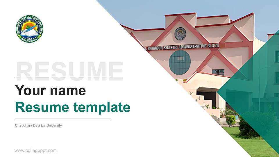 Chaudhary Devi Lal University Resume PPT Template16:9 ratio PPT effect preview image