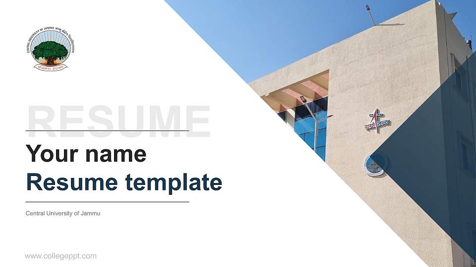 Central University of Jammu Resume PPT Template16:9 ratio PPT effect preview image1