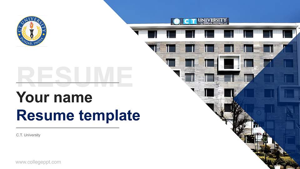 C.T. University Resume PPT Template16:9 ratio PPT effect preview image