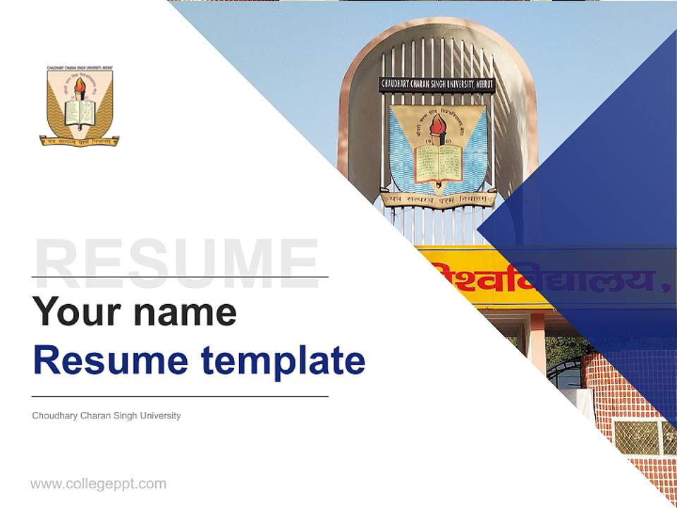 Choudhary Charan Singh University Resume PPT Template4:3 ratio PPT effect preview image5