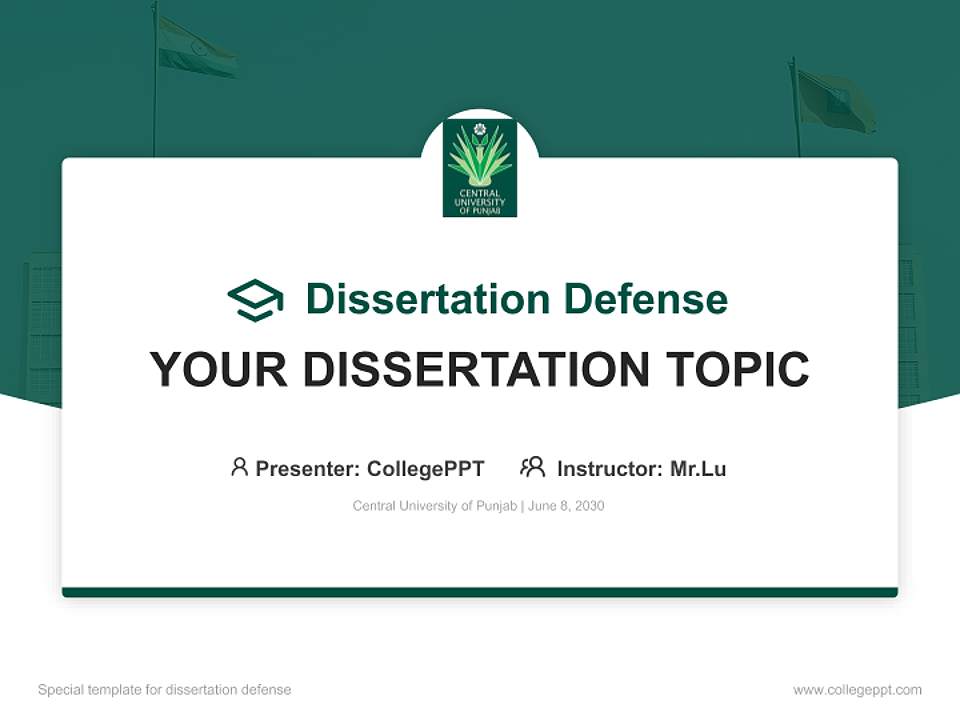 Central University of Punjab Graduation Thesis Defense PPT Template4:3 ratio PPT effect preview image7