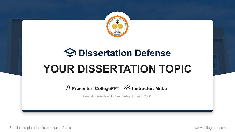 Central University of Andhra Pradesh Graduation Thesis Defense PPT Template16:9 ratio PPT effect preview image