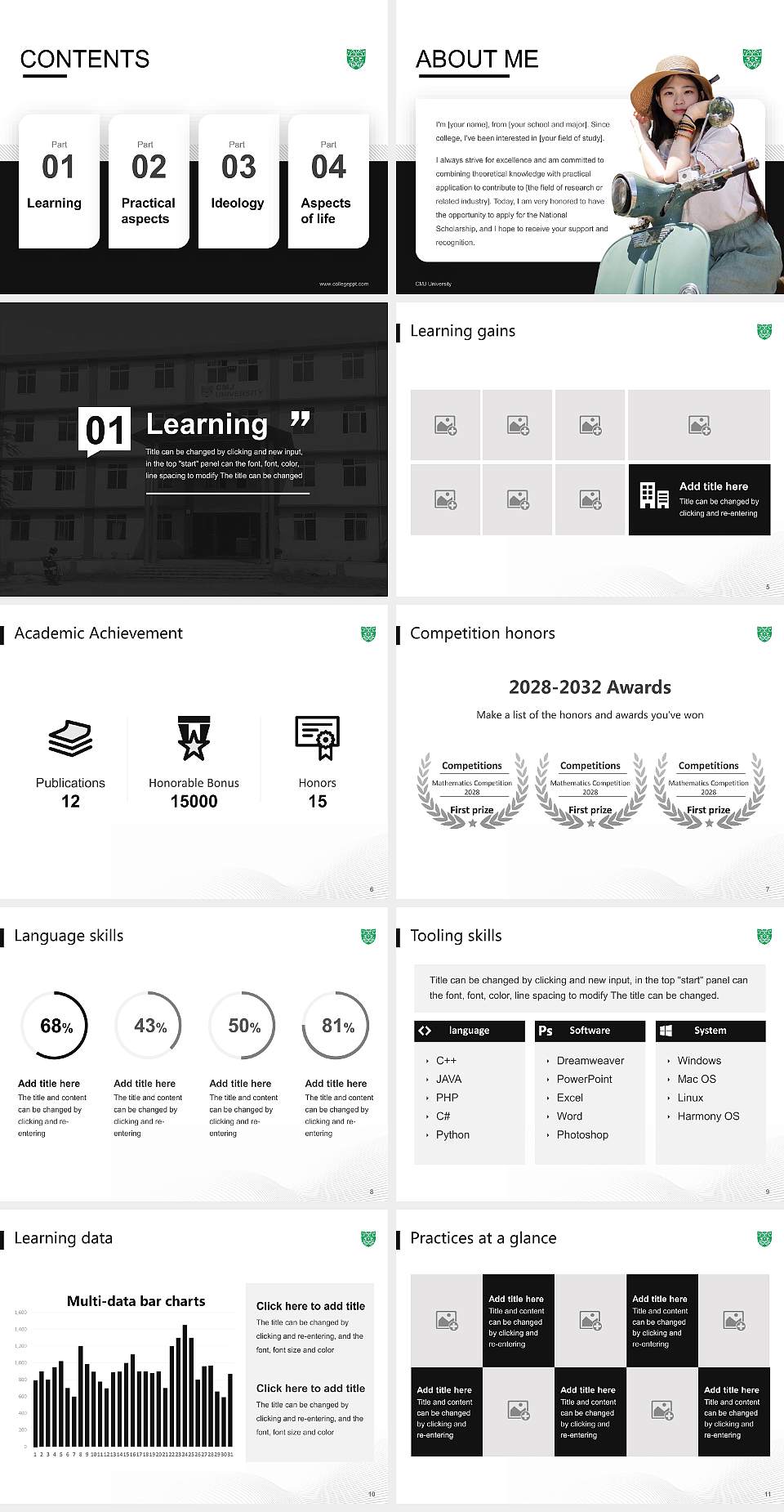 CMJ University National Scholarship Defense PPT Template4:3 ratio PPT effect preview image2